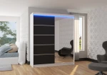 Spinta ADRK Furniture su LED apšvietimu Caro 180, juoda/balta