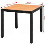 vidaXL Sodo stalas, rudas, 80x80x74cm, aliuminis ir WPC