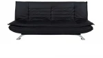 Sofa lova FAITH, 196x98x91 cm, dangos medžiaga: dirbtinė oda, spalva: juoda, kojos: metalo, spalva: chromas