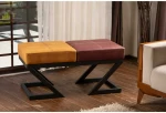 Kalune Design Pufas Brda Metal Profil Ayakl - Mustard, Claret Raudona