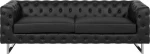 Beliani VISSLAND juodos eko odos 3-vietė sofa