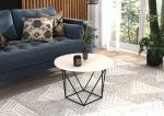 Kavos staliukas ADRK Furniture Liam, 55x55cm, baltas/juodas