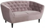 Sofa RIA, 84x150x78 cm, 2 vietų, dangos medžiaga: vilkta audiniu, spalva: dulkėta rožių, kojos: kaučiukmedis, spalva: ju