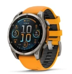 Garmin fēnix® 8 – 47mm AMOLED Sapphire Titanium with Spark orange/graphite silicone band