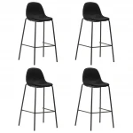 Baro kėdės su audiniu, 4 vnt., juodos spalvos