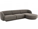 Dešininė kampinė sofa Micadoni Miley, 259 x 155 x 74 cm, pilka