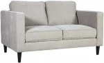 Sofa SPENCER, 2 vietų, 140x86x86 cm, dangos medžiaga: velvetinis audinys, spalva: šviesiai pilka, tamsios plastikinės ko