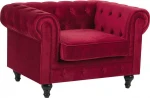 Fotelis Beliani Velour sėdynės raudona CHESTERFILD