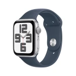 Apple Watch SE GPS 44mm Silver Aluminium Case with Storm Blue Sport Band - M/L - MREE3ET/A