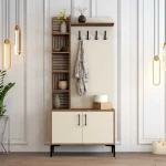 Kalune Design CREAM Salės stendas Viyana D - Walnut, Kreminis