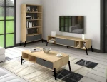 TV staliukas Kalune Design Svetainės baldų rinkinys Ponuse - Sapphire Oak, Anthracite