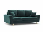 Sofa Micadoni Home Moghan 3S, žalios/auksinės spalvos