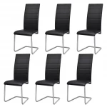 6 gembinės valgomojo kėdės aukštu atlošu, juodos