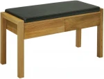 Taburetė MONDEO su 2 stalčiais, 88x36x49,2 cm, sėdimoji dalis: dirbtinė oda, mediena: ąžuolas, apdaila: alyvuota
