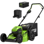 Greenworks rankinė stumiama vejapjovė GD60LM46HP 60V 46 cm su 2Ah akumuliatoriumi ir įkrovikliu