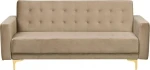 Beliani rusvai gelsvas aksominė sofa-lova ABERDEEN