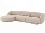 Kairinė kampinė sofa Micadoni Miley, 259 x 155 x 74 cm, smėlio