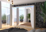Spinta ADRK Furniture su LED apšvietimu Diego 250, balta/smėlio