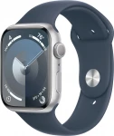 Apple Watch Series 9 GPS 45mm Silver Aluminium Case with Storm Blue Sport Band - M/L - MR9E3ET/A