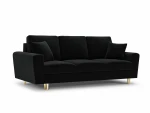 Sofa Micadoni Home Moghan 3S, juoda/auksinės spalvos