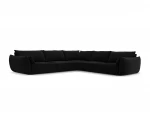 Simetrinė kampinė velvet sofa Vanda, 7 sėdimos vietos, juoda