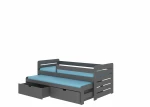 Vaikiška lova ADRK Furniture Tomi 200x90 su šonine apsauga, tamsiai pilka