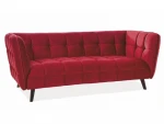 Trivietė aksominė sofa Signal Meble Castello 3, raudona