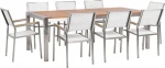 Beliani Sodo komplektas su eukalipto mediniu stalu ir 8 baltomis GROSSETO kėdėmis