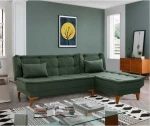 Hanah Home Kampinė sofa-lova Santo - Žalias