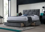 Lova HARRIET 160 bed with drawers, pilkas velvet