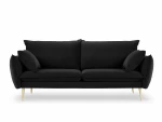 Trivietė aksominė sofa Milo Casa Elio, juoda/auksinės spalvos