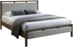 Lova Bed VOKSI 160x200cm, pilkas fabric/walnut