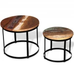 2 dalių kavos staliukų komplektas, 40/50 cm, mediena, apvalus