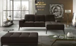 Dešininės kampinės sofos ir pufo komplektas Eltap Torrense, tamsiai rudas