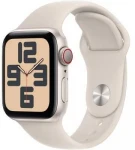 Išmanusis laikrodis Apple Watch SE GPS + Cellular, 40mm Aliuminio korpusas w kolorze księżycowej poświaty su sportiniu dirželiu w kolorze księżycowej poświaty - S/M