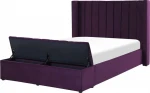 Beliani Velour lova su suoliuku 140 x 200 cm violetinės spalvos NOYERS