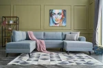 Kalune Design Mėlyna Kampinė sofa-lova Belen - Mėlyna