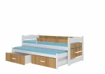 Vaikiška lova Adrk Furniture Tiarro 80x180 cm su šonine apsauga, balta/ruda