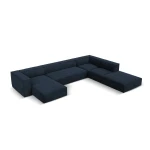 Šešiavietė dešininė sofa Agawa, 365x270x68 cm, tamsiai mėlyna