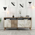 TV staliukas Kalune Design Konsolė Milan 160 - Walnut, Baltas Marble