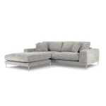 Kairinė kampinė sofa Jog, 286x242x90 cm, šviesiai pilka
