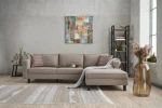 Kalune Design Kampinė sofa Kale Linen Right - Kreminis