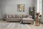 Kalune Design CREAM Kampinė sofa Kale Linen Right - Kreminis