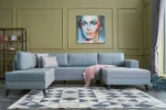 Kalune Design Mėlyna Kampinė sofa-lova Efsun - Mėlyna