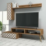 TV staliukas Kalune Design Televizijos vienetas Planet - Walnut, Baltas