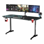 Žaidimų stalas Ultradesk Frag XXL Gaming Desk, Juodas su mėlynos spalvos kilimėliu