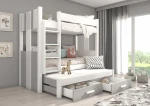 Dviaukštė lova Adrk Furniture Artema, 80x180 cm, balta/pilka