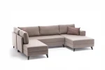 Kampinė sofa-lova Efsun, smėlio spalvos