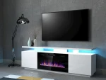 TV staliukas su elektriniu židiniu Cama Meble EVA, 180x40x52 cm, baltas