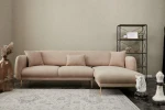 Hanah Home Kampinė sofa-lova Simena Right - rusvai gelsvas